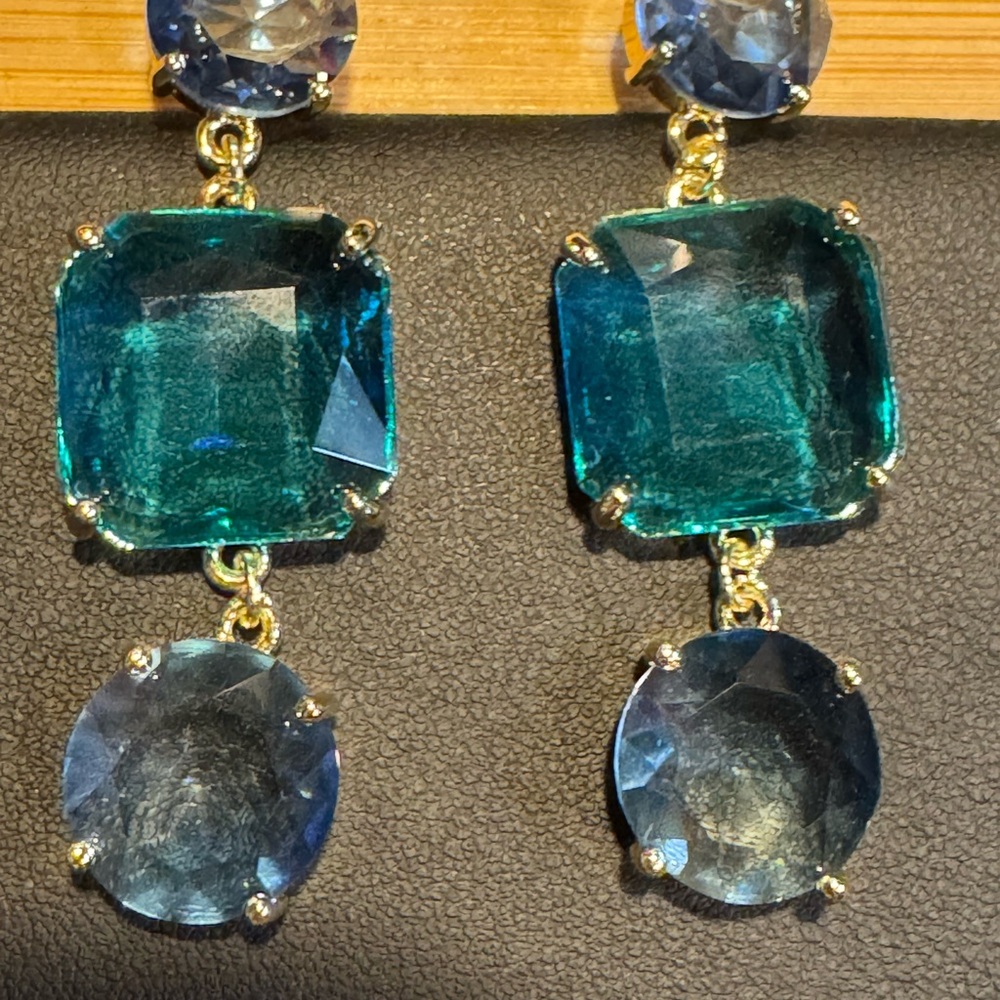 Sophisticated Blue and Gold Drop Earrings